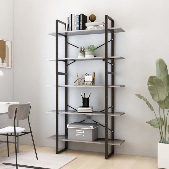 5-tier Book Cabinet Concrete Grey Chipboard Tbnxbbx