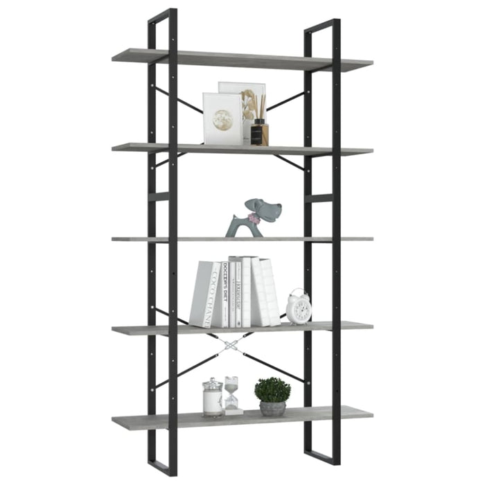 5-tier Book Cabinet Concrete Grey Chipboard Tbnxbbx