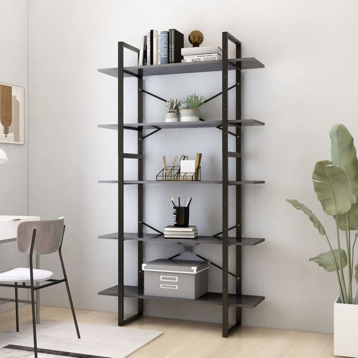 5-tier Book Cabinet Grey Chipboard Tbnxbbb