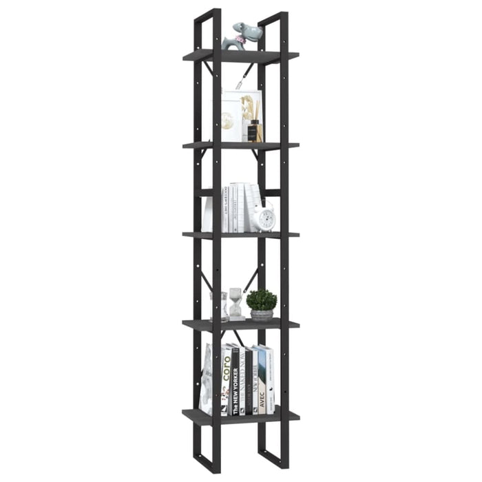 5-tier Book Cabinet Grey Pinewood Tbnokip