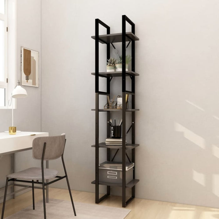 5-tier Book Cabinet Grey Pinewood Tbnokip
