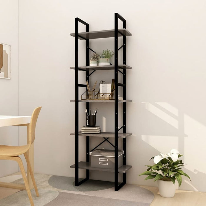 5-tier Book Cabinet Grey Pinewood Tbnoknp