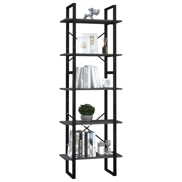 5-tier Book Cabinet Grey Pinewood Tbnoknp