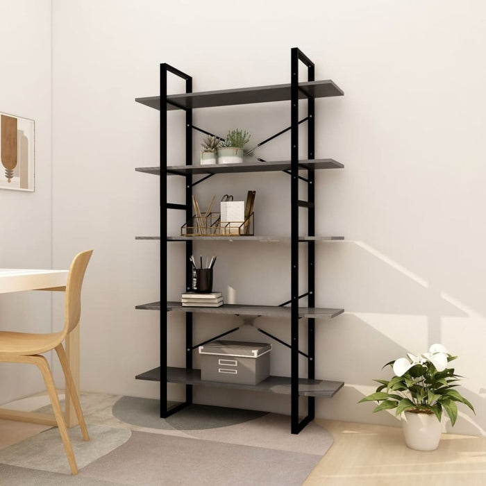 5-tier Book Cabinet Grey Pinewood Tbnxbbp