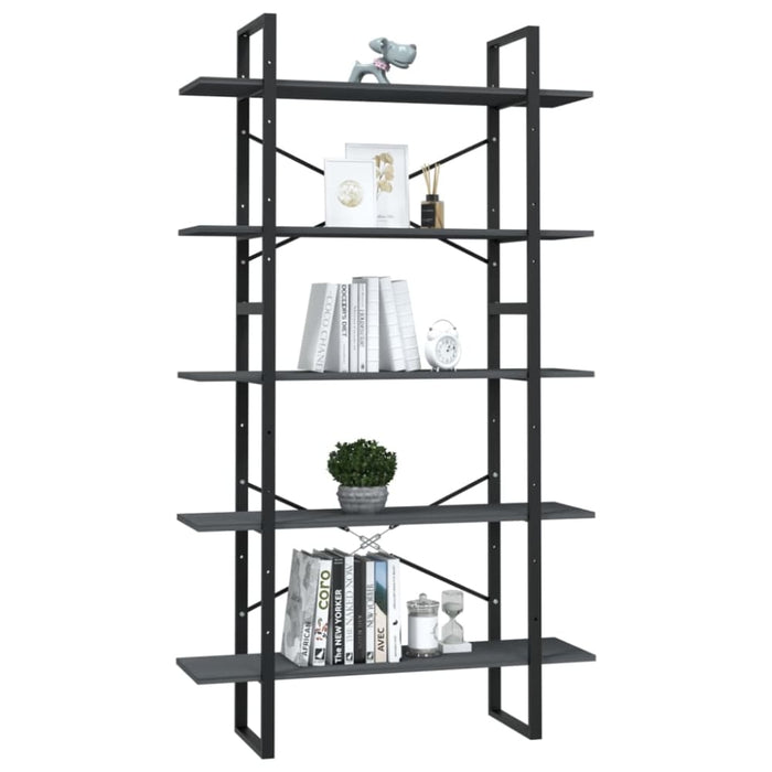 5-tier Book Cabinet Grey Pinewood Tbnxbbp