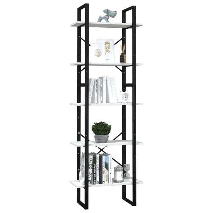 5-tier Book Cabinet White Pinewood Tbnokna