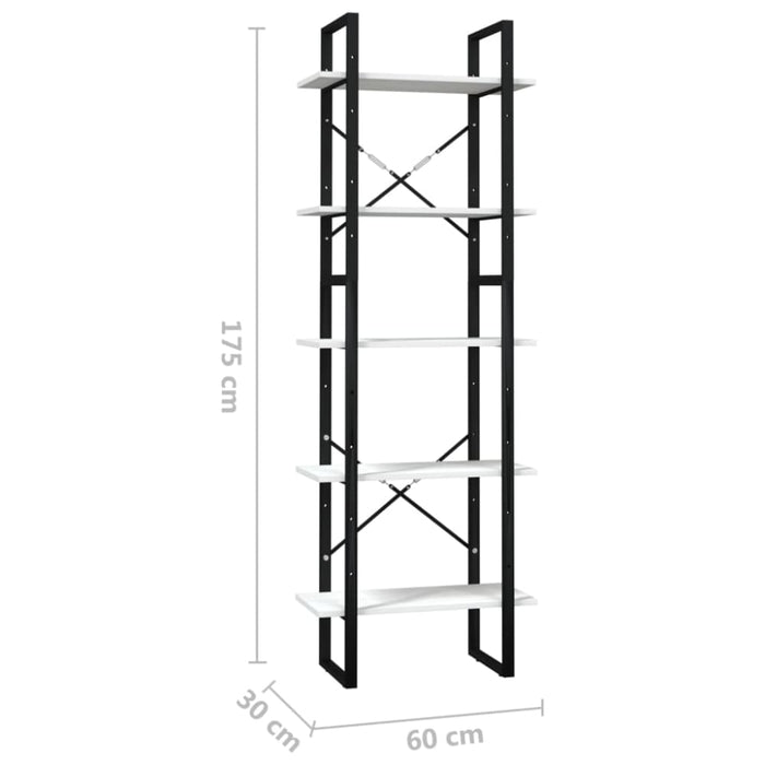 5-tier Book Cabinet White Pinewood Tbnokna