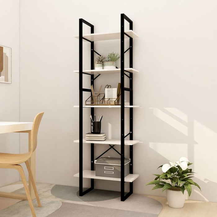 5-tier Book Cabinet White Pinewood Tbnokna