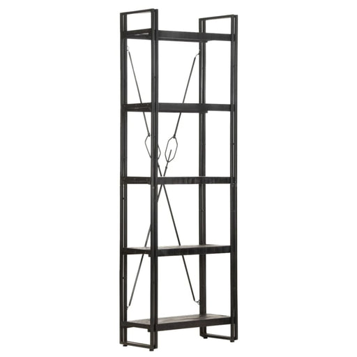 5 - tier Bookcase Black Solid Mango Wood Txblxt