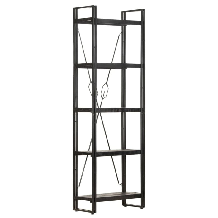 5 - tier Bookcase Black Solid Mango Wood Txblxt