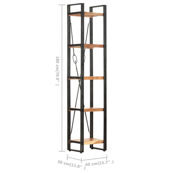 5 - tier Bookcase Solid Acacia Wood Txbloo