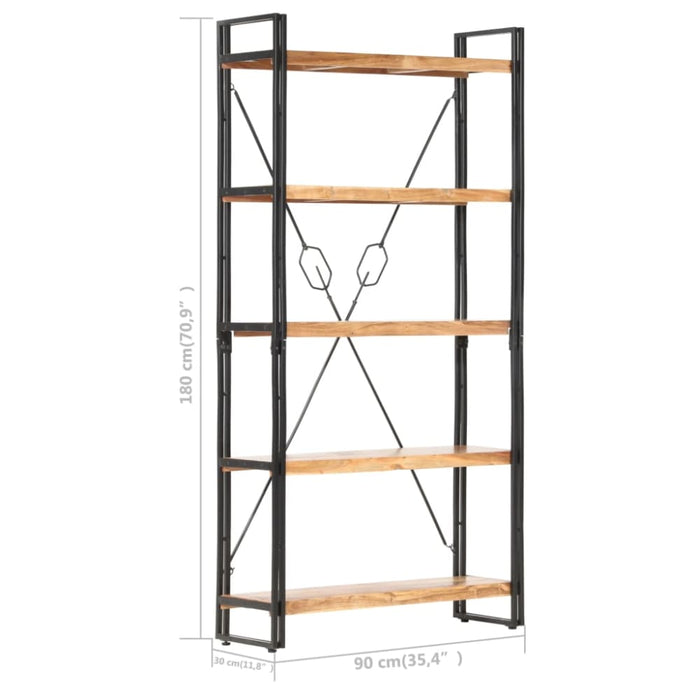 5-tier Bookcase Solid Acacia Wood Xnlpni