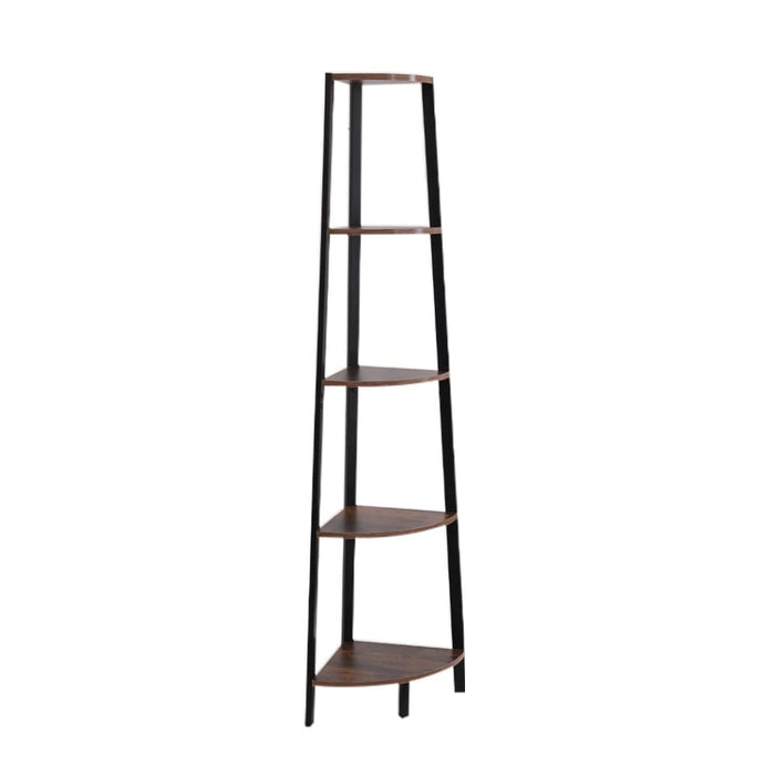 Goslash Picks 5 Tier Corner Shelf Industrial Ladder Wooden