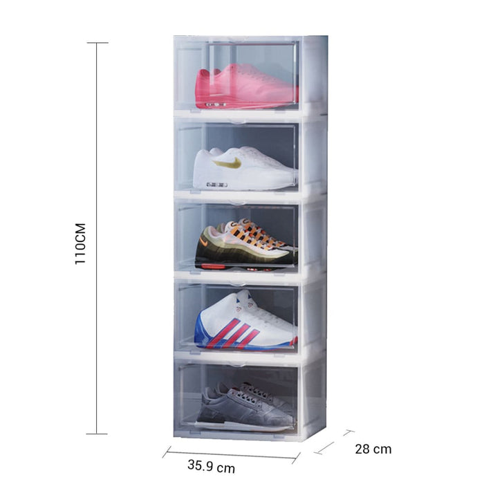 2x 5 Tier Transparent Portable Shoe Organiser Sneaker