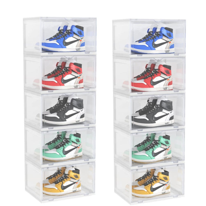 2x 5 Tier Transparent Portable Shoe Organiser Sneaker