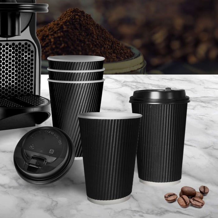 50 Pcs 12oz Disposable Takeaway Coffee Paper Cups Triple