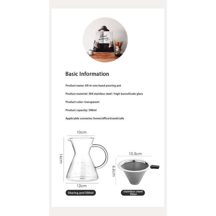 500ml Heat Resistant Coffee Kettle With Filter