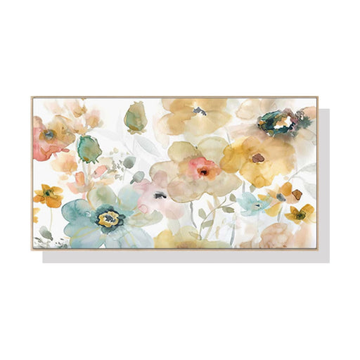 50cmx100cm Floral Watercolor Style Wood Frame Canvas Wall