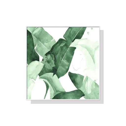 50cmx50cm Tropical Leaves Square Size White Frame Canvas