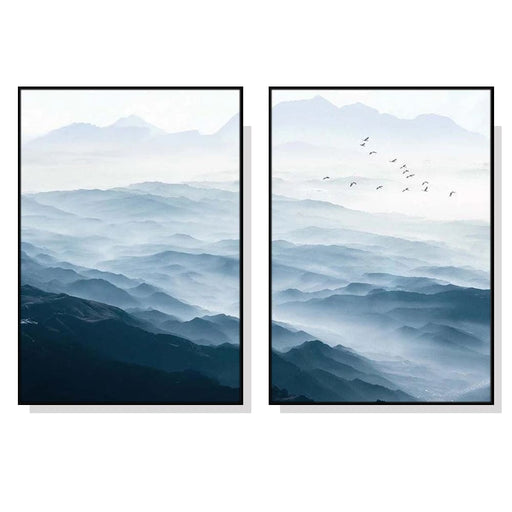 50cmx70cm Blue Mountains 2 Sets Black Frame Canvas Wall Art