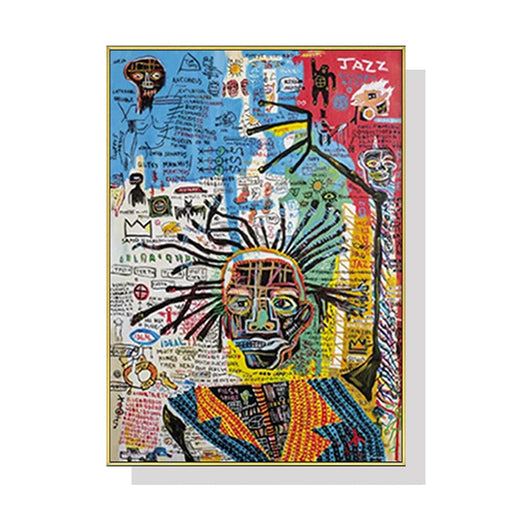50cmx70cm Jazz by Michel Basquiat Gold Frame Canvas Wall Art