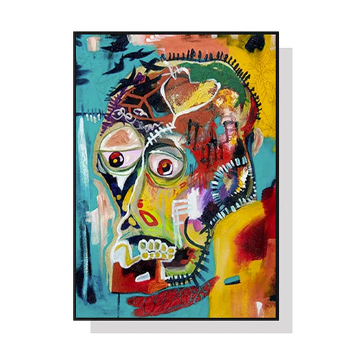 50cmx70cm Pop Art by Michel Basquiat Black Frame Canvas Wall