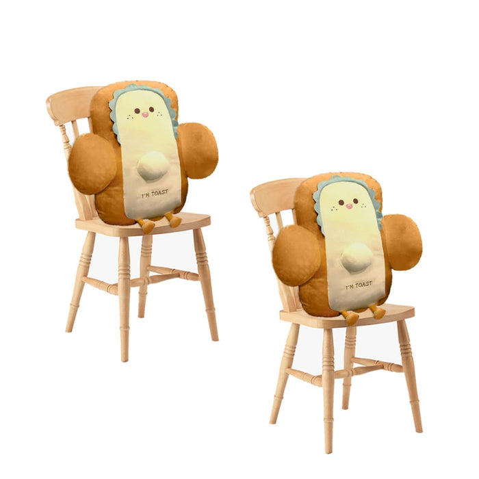 2x 58cm Cute Face Toast Bread Cushion Stuffed Car Seat Plush