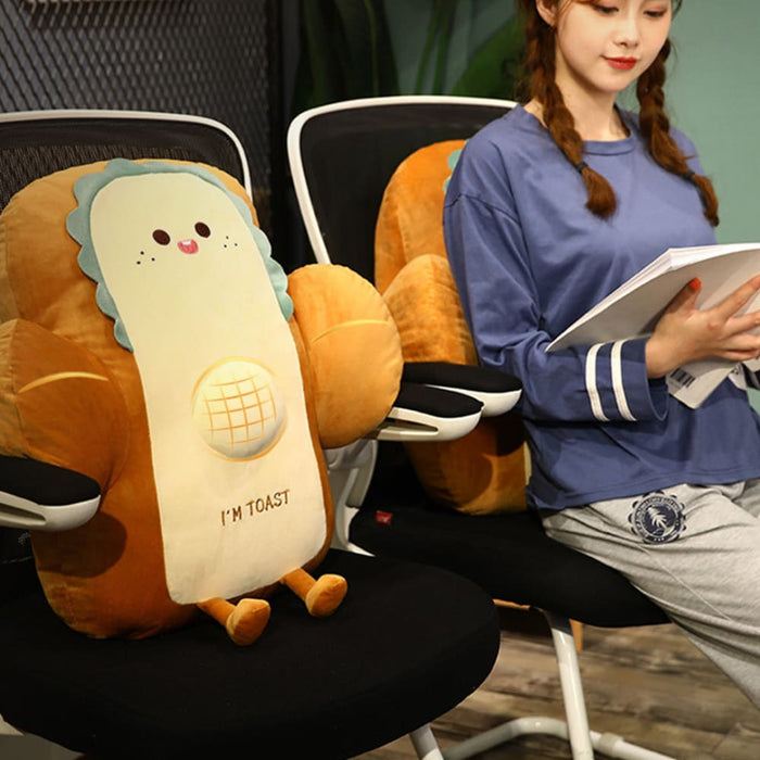 2x 58cm Cute Face Toast Bread Cushion Stuffed Car Seat Plush