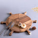 2x 6 Pcs Brown Round Divisible Wood Pizza Server Food Plate