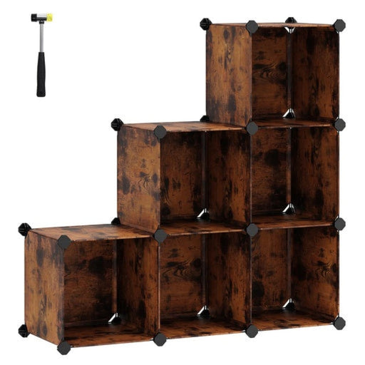 6 Cube Storage Organizer And With Rubber Mallet Rustic Brown
