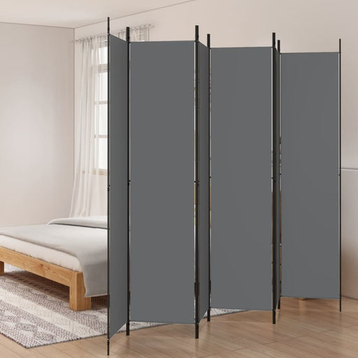 6 - panel Room Divider Anthracite 300x220 Cm Fabric Tpbxbn