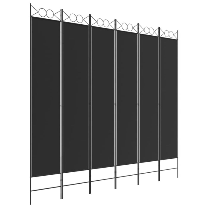 6-panel Room Divider Black 240x220 Cm Fabric Tpboii