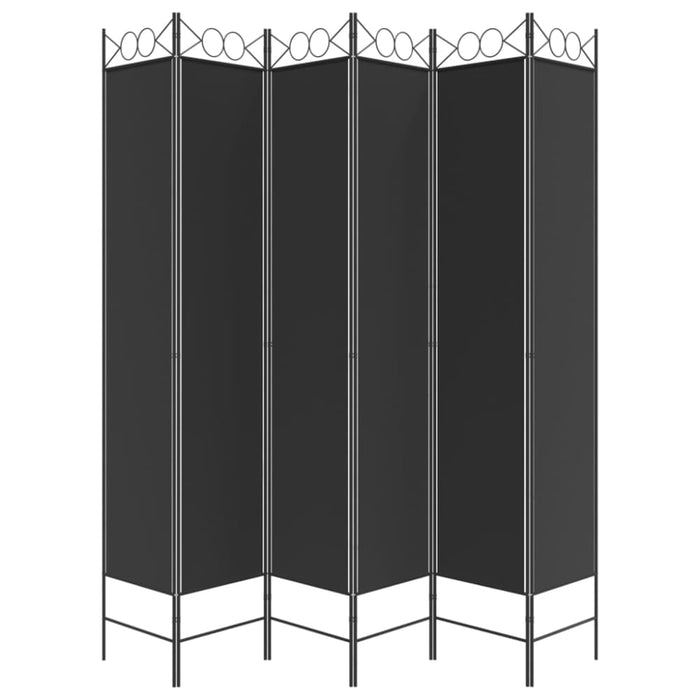 6-panel Room Divider Black 240x220 Cm Fabric Tpboii