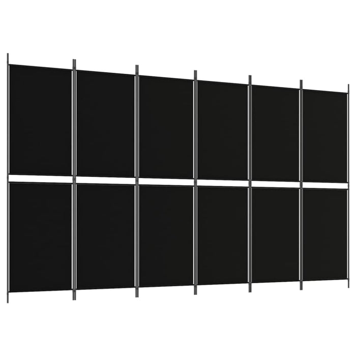 6-panel Room Divider Black 300x180 Cm Fabric Tpbxxp