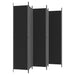 6 - panel Room Divider Black 300x220 Cm Fabric Tpbxbk