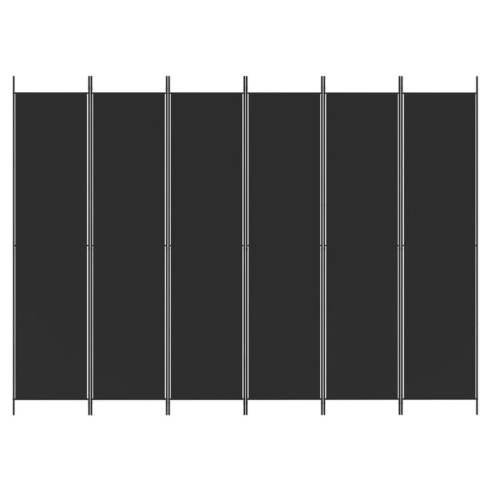 6 - panel Room Divider Black 300x220 Cm Fabric Tpbxbk