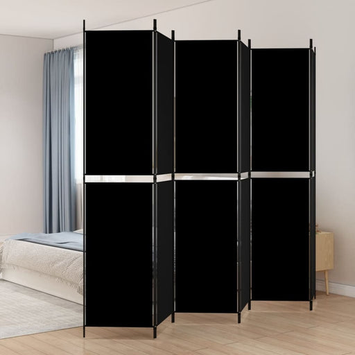 6-panel Room Divider Black 300x220 Cm Fabric Tpbxpi