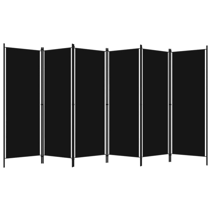 6 Panel Room Divider Black Gl21
