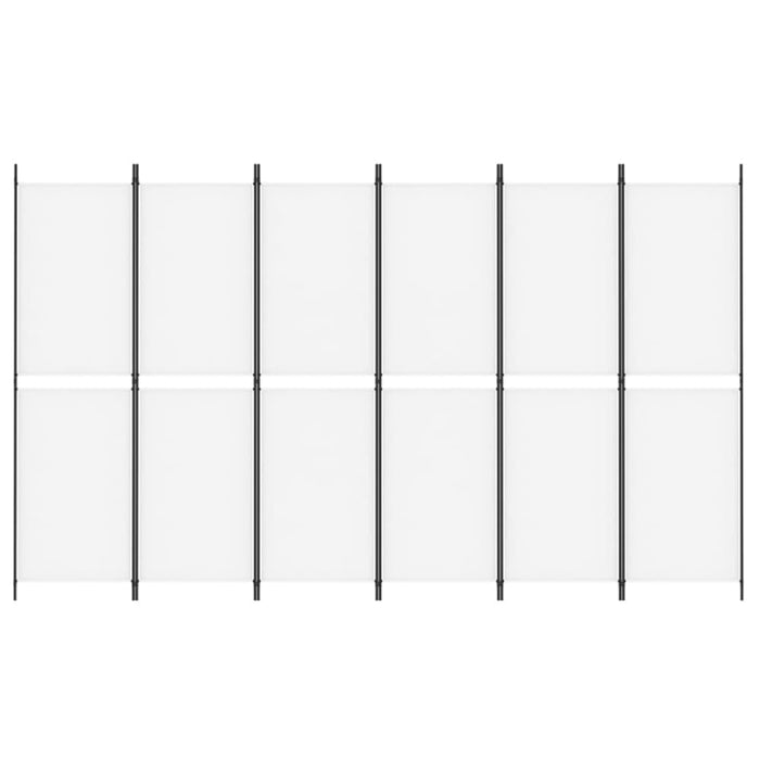 6 - panel Room Divider White 300x180 Cm Fabric Tpbxxx