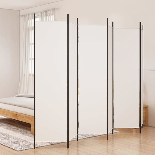 6 - panel Room Divider White 300x200 Cm Fabric Tpbokb