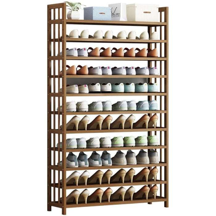 6 Tier Tower Bamboo Wooden Shoe Rack Corner Shelf Stand