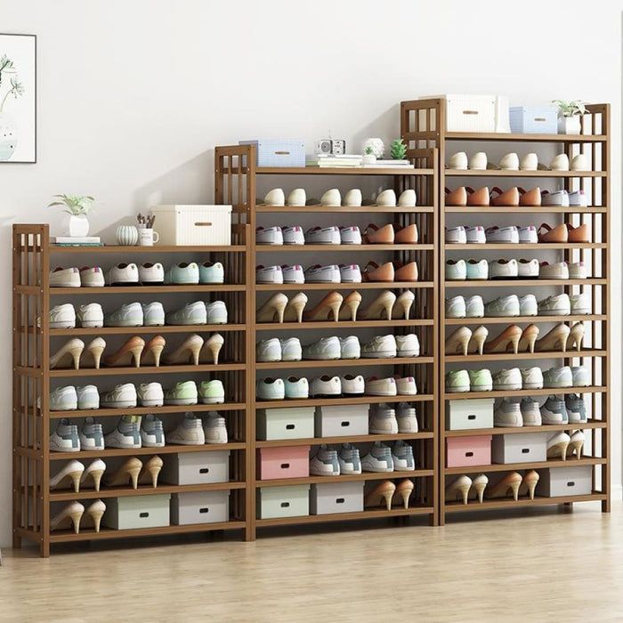 6 Tier Tower Bamboo Wooden Shoe Rack Corner Shelf Stand