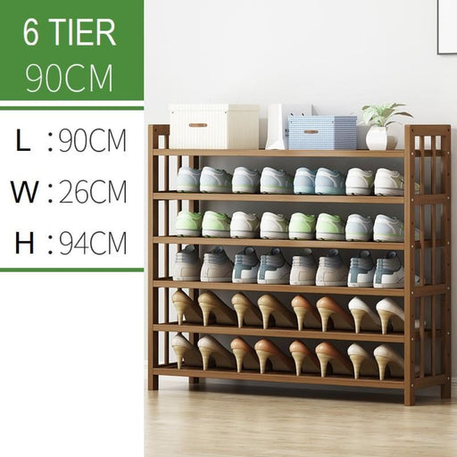 6 Tier Tower Bamboo Wooden Shoe Rack Corner Shelf Stand