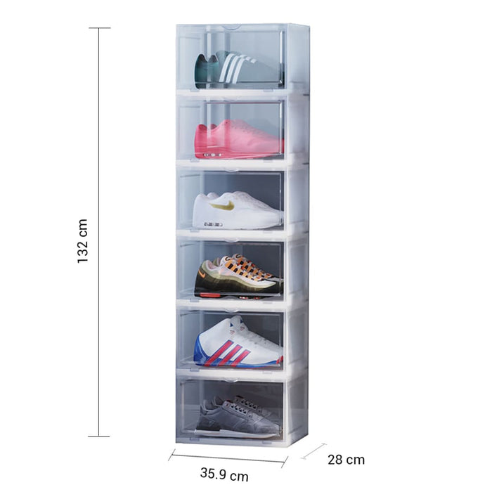 2x 6 Tier Transparent Portable Shoe Organiser Sneaker