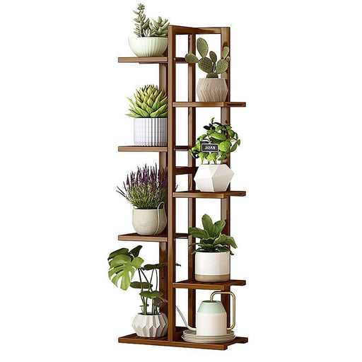 6 Tiers Vertical Bamboo Plant Stand Staged Flower Shelf