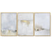60cmx90cm Abstract Golden White 3 Sets Gold Frame Canvas