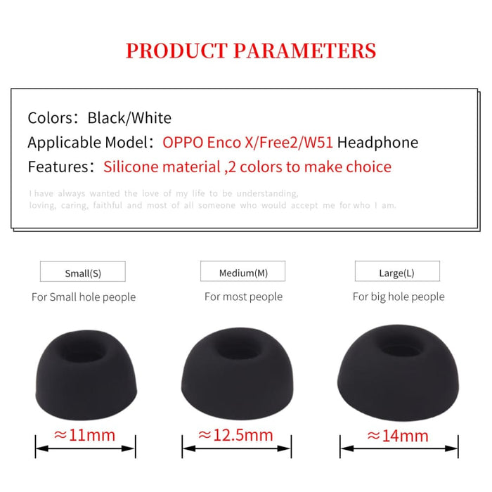 6pcs Noise Reduction Oval Mouth Silicone Ear Tips for Oppo