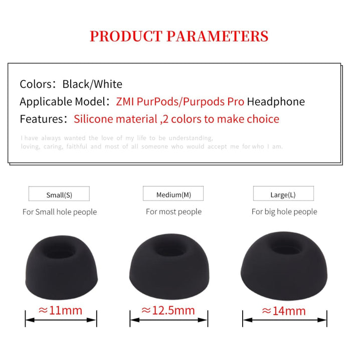 6pcs Oval Mouth Silicone Ear Tips for Zmi Purpods Pro Tws