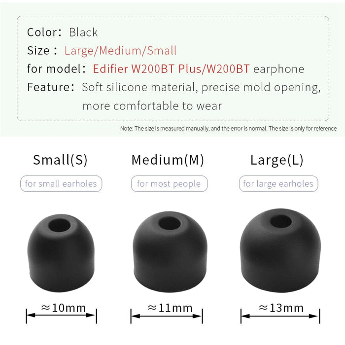 6pcs Soft Silicone Ear Tips for Edifier W200bt Plus Neck