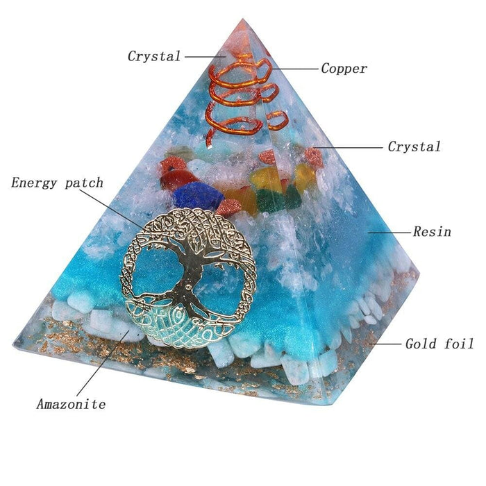 7 Chakra Crystal Orgone Pyramid Tree Of Life Amazonite